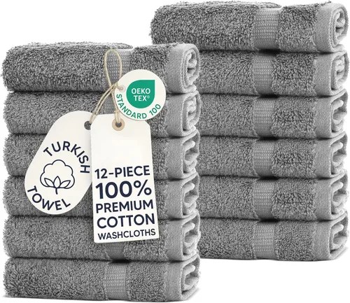 Miniatura 55 de Chakir Turkish Linens - Toallas turcas de 100% algodón, suaves y absorbentes (4 paños, color gris)