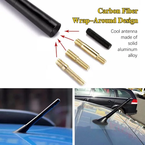 Miniatura 3 de Jsorum - Antena automotriz corta de fibra de carbono de 4.7 pulgadas, antena de radio de fibra de carbono corta, antena de fibra de carbono