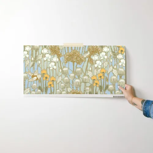 Miniatura 7 de Spoonflower Papel tapiz para despegar y pegar - Amapola Campo Pájaros Crema Neutral Naturaleza Taupe Papel pintado extraíble personalizado