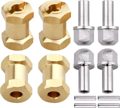 Miniatura 7 de Buje hexagonal RC de 0.472 in, ruedas de latón, concentradores hexagonales, adaptador de unidad hexagonal, espaciadores para 1/10 RC Crawler Axial