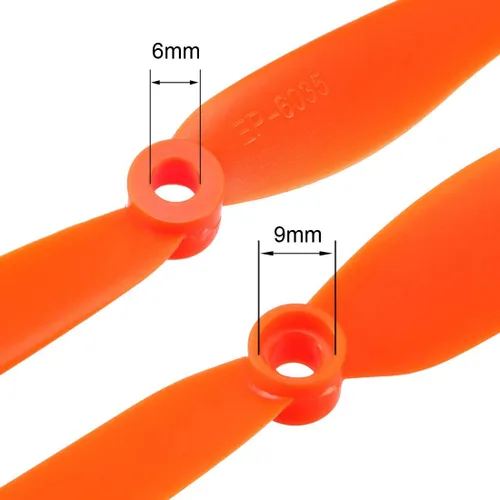 Miniatura 3 de uxcell RC Propellers CW 6035 6x3.5 pulgadas 2 paletas de ala fija para juguete de avión, nailon naranja, 10 piezas con anillos adaptadores