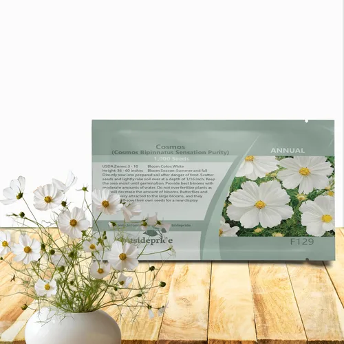 Outsidepride Purity Cosmos Bipinnatus Seeds - 1000 semillas anuales, fáciles de cultivar y tolerantes a la sequía para plantar con follaje similar a