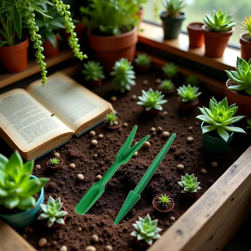 Miniatura 4 de Mini herramientas de trasplante de suculentas de mano, Widger de plástico, plántulas de plástico Dibber para excavar, mini jardines, herramientas