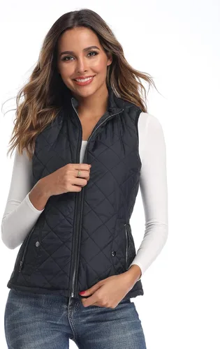 Miniatura 5 de Chaleco para exteriores de mujer, chaleco acolchado ligero con cremallera y cuello alto.