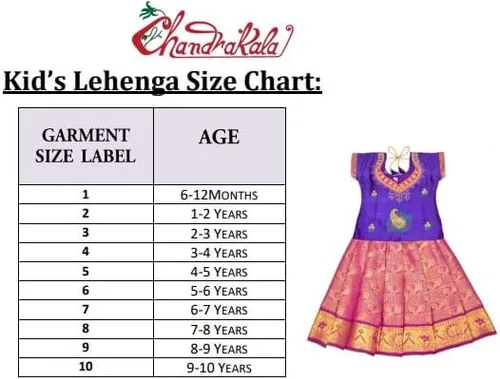 Miniatura 7 de Chandrakala Niños Pattu pavadai étnico tradicional Lehenga choli Chaniya Choli vestido falda Tops para niñas (KL107)