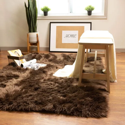 Miniatura 31 de Super Area Rugs - Alfombra de piel de oveja suave y esponjosa Gris oscuro