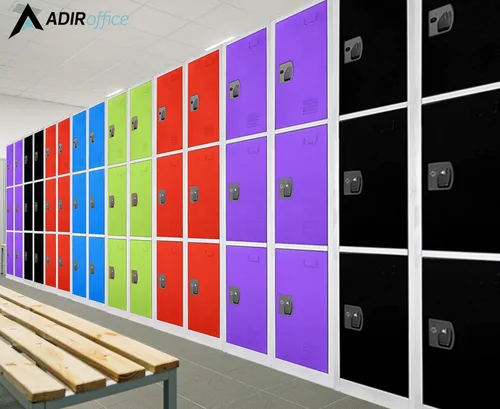 Miniatura 8 de AdirOffice Armario escolar grande con 3 puertas y 3 ganchos para almacenamiento de garaje, armarios de almacenamiento de oficina (3 puertas, verde)