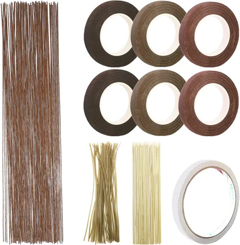 Kit de herramientas de arreglos florales, kit floral Woohome con 2 cintas florales de estilo, alambre de vástago de calibre 26, brida de cable