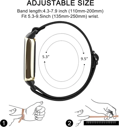 Miniatura 4 de Meliya Correa compatible con bandas Fitbit Luxe para mujeres y hombres, correa deportiva de repuesto de nailon elástico suave para Fitbit Luxe Negro