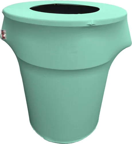 Miniatura 77 de LA Linen Cubierta para cubo de basura ajustable de elastano elástico de 32 galones, cubierta redonda para contenedor de residuos, decoración de Gris