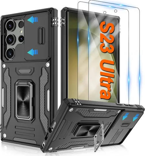 Miniatura 40 de Atump Funda para Motorola Moto G Play 2024 (4G) con [paquete de 2] protector de pantalla HD y cubierta para cámara deslizante, soporte de anillo