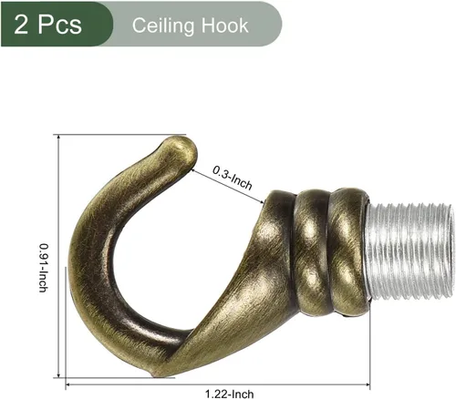 Miniatura 2 de YOKIVE 2 ganchos de techo de aleación M10, colgador de accesorios colgantes galvanizados Lámpara de araña colgante, ideal para el hogar