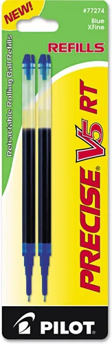 Miniatura 2 de PILOT Precise V5 RT - Recambio de tinta líquida para bolígrafos retráctiles, punta extrafina (0.5 mm), tinta color rojo, paquete de 2
