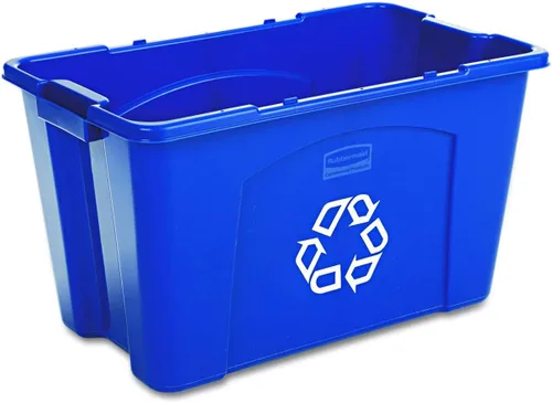 Miniatura 7 de Rubbermaid Commercial Products, cubo/caja de reciclaje apilable, 14 galones, azul, para interiores/exteriores/garajes/hogares/instalaciones