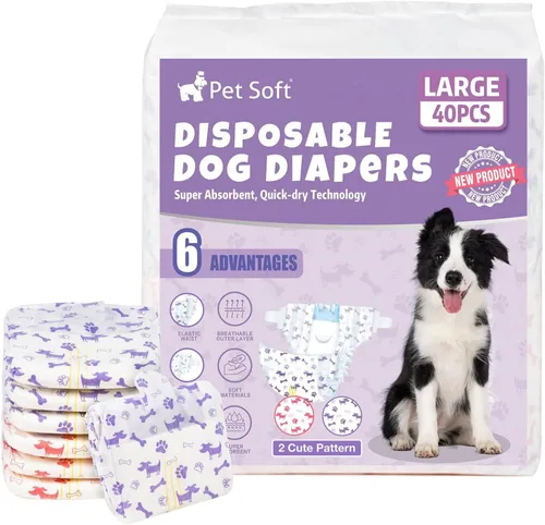 Miniatura 10 de Pet Soft Pañales desechables para perras – Pañales desechables para perritos con indicador de humedad, pañal para cachorros y gatos súper