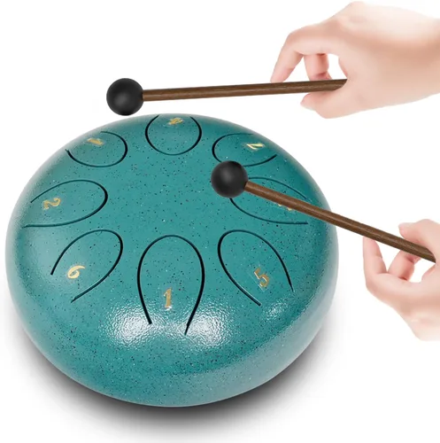 Miniatura 6 de REGIS Tambor metálico de lengüetas, de acero, 6 pulgadas, 8 notas musicales, instrumento de percusión, tambor de lluvia para exteriores, regalo