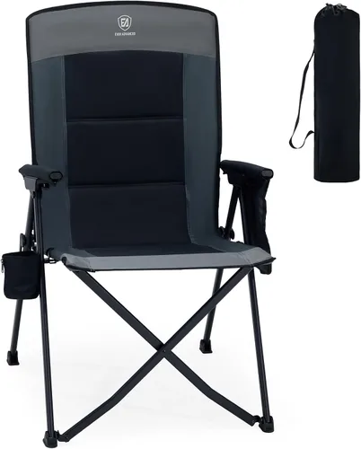 Miniatura 13 de EVER ADVANCED Sillas de campamento reclinables para adultos, ligeras, silla reclinable plegable con respaldo ajustable, sillas de salón de 4 Negro