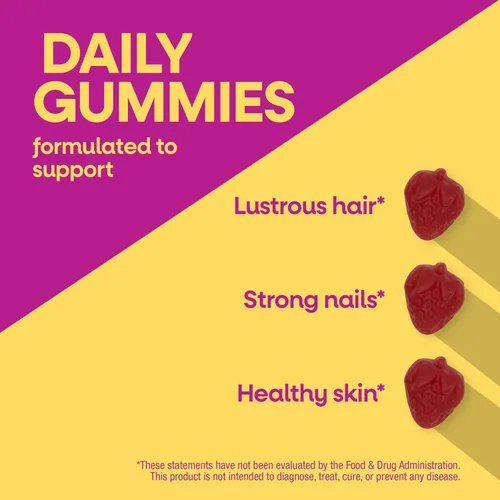 Miniatura 3 de Nature's Way ¡Alive! Gomitas prémium para cabello, piel y uñas con colágeno y biotina, suplemento de fórmula de belleza avanzada con vitaminas