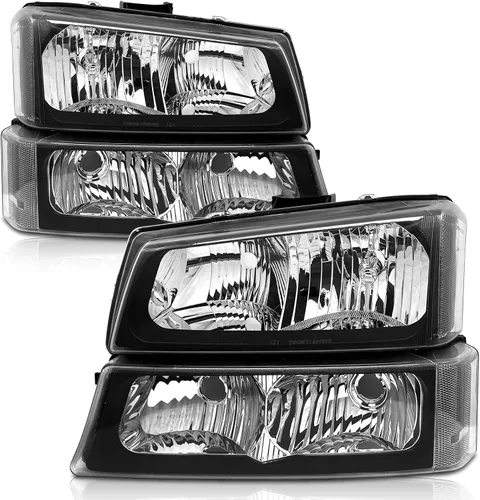 Miniatura 10 de 2003 2004 2005 2006 Conjunto de faros delanteros Chevy Silverado para 03-06 Chevy Silverado Avalanche 1500/2500/3500 Carcasa cromada Reflector ámbar