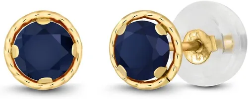 Miniatura 31 de Gem Stone King Aretes redondos de oro amarillo de 14 quilates con piedra natal Redondos de 0.157 in Aretes de oro para mujeres y hombres