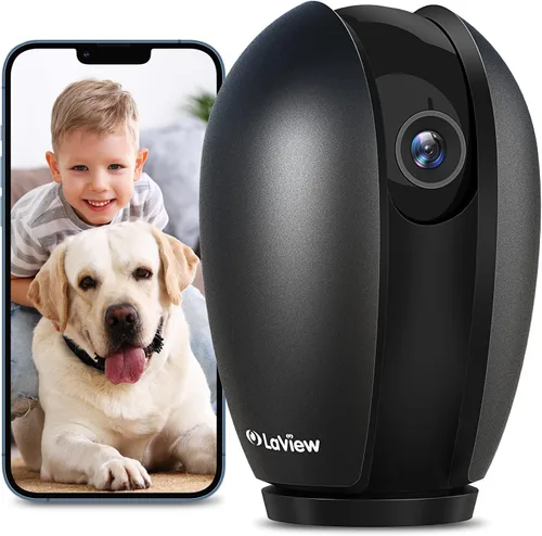Miniatura 14 de LaView Cámaras de seguridad para el hogar + 2 tarjetas SD de 32 GB, cámara de seguridad PT para el hogar con detección de movimiento, audio Negro