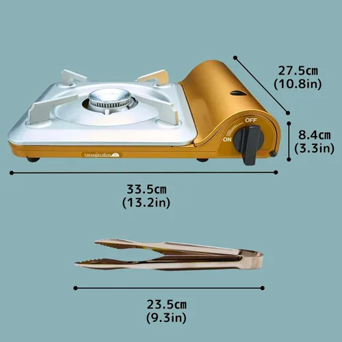 Miniatura 8 de Estufa de butano portátil Iwatani "Tatsujin" Slim CB-TS-5 y pinzas inoxidables y toalla de microfibra - Fabricado en Japón Estufa de butano de un