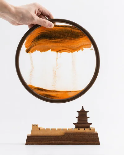 Miniatura 5 de BelaRola Arte de arena móvil para adultos, imagen de paisaje de arena de movimiento líquido con base de madera de gran pared, decoración
