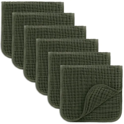 Miniatura 11 de Comfy Cubs - Paquete de 6 paños de muselina para eructos, 20 x 10 pulgadas, grandes, de 6 capas, 100 % algodón ultra absorbente para babeo