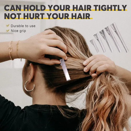 Miniatura 4 de 200 pinzas de pelo de cocodrilo de 2.95 pulgadas a granel, color plateado, pinzas para el pelo de una sola punta, para hacer lazos, hacer horquillas
