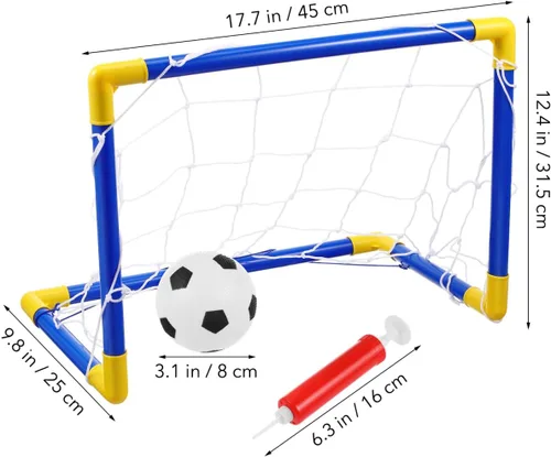 Miniatura 2 de Kisangel Mini juego de portería de fútbol para niños de 8 a 12 años, para interiores y exteriores, plegable, red de fútbol de plástico ligera