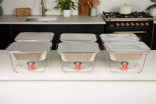 Miniatura 8 de Alpha Living 6 Pack - Juego de buffet de platos de roce desechable, bandejas de media talla, calentadores de alimentos con cuerpo soldado