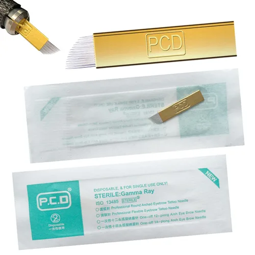 Miniatura 8 de S7 30 agujas de microblading con 0.008 in de diámetro, agujas de tatuaje manual de cejas de maquillaje permanente, hojas de microblading - azul 7