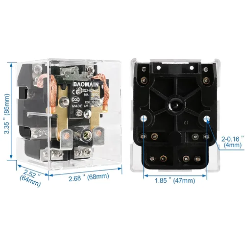 Miniatura 7 de Baomain Relé electrónico magnético de DC 12V 80A DPDT 2NO 2NC del voltaje de bobina de la retransmisión JQX-62F-2C del poder más elevado