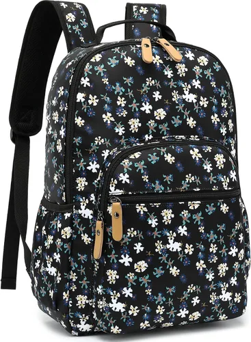 Miniatura 117 de Leaper Mochila para laptop para mujer: linda mochila floral para escuela, universidad, viajes, trabajo, mochila ligera para niños, Negro margarita