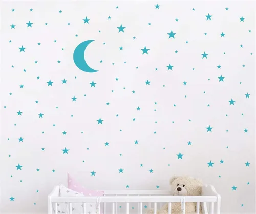 Miniatura 17 de Vinilo adhesivo de pared con diseño de luna y estrellas para niños y niñas, decoración de habitación de bebé, decoración de pared para el hogar