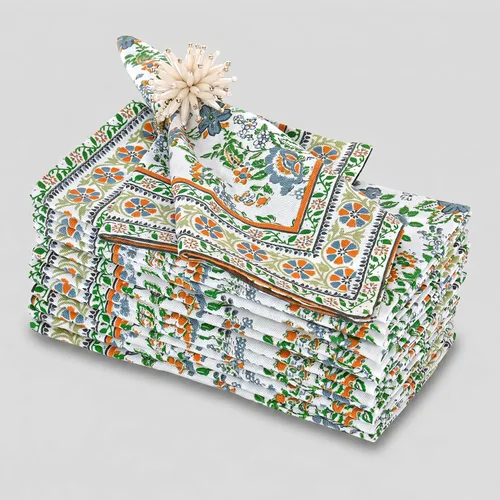 Miniatura 80 de Fingercraft - Juego de 12 servilletas de tela de mezcla de algodón y lino, con estampado, perfecta para fiestas, cenas, bodas, cócteles y Navidad