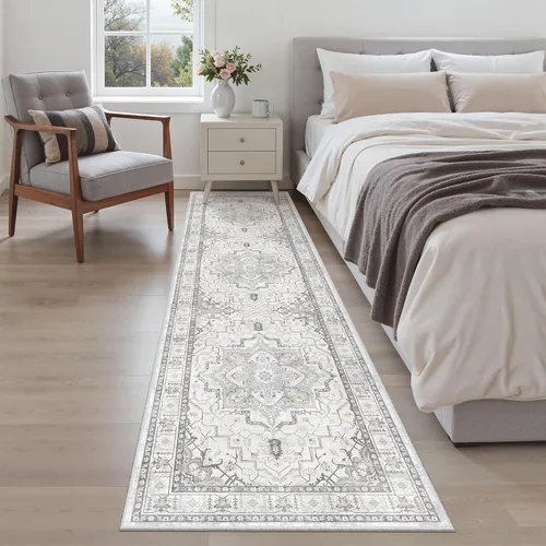 Miniatura 589 de Madane Tapete lavable de 2 x 10 pies para pasillo, cocina, recibidor, clásico, suave, antideslizante para interiores, casa de campo, baño, sala