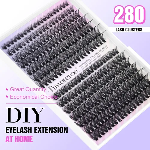 Miniatura 2 de Extensiones de pestañas en racimo Pawotence, 280 unidades, 40D 50D, extensiones de pestañas en racimo, pestañas individuales, 8-16mm