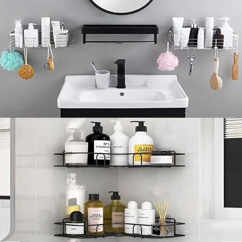 Miniatura 7 de 4 PCS Organizador de Ducha de Esquina con Pegatina Adhesiva Gancho de Repuesto, para Organizador de Ducha Estante de Baño Repisa Jabonera Cesta 3