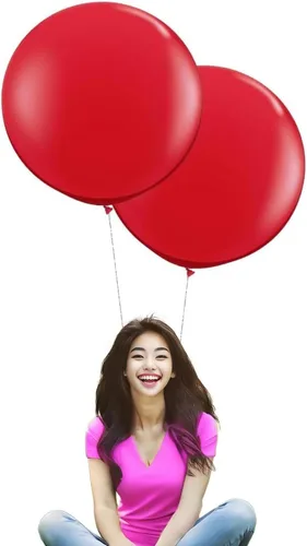 Miniatura 10 de Globos redondos de látex de 24 pulgadas, paquete de 10 globos grandes gruesos de color rosa macarrón para sesiones de fotos, bodas, baby shower