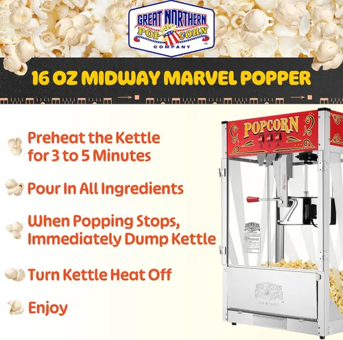 Miniatura 4 de Midway Marvel Máquina de palomitas de maíz para encimera, 7 galones, hervidor de agua de 16 onzas, cajón de viejas sirvientas, bandeja
