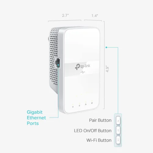 Miniatura 2 de TP-Link Extensor WiFi Powerline TL-WPA7617 - Extensor de Red Powerline de Banda Dual AC1200, Puerto Gigabit, Pase-A-Través, OneMesh, Ethernet Sobre