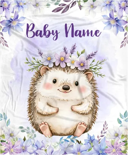 Miniatura 32 de Manta de bebé personalizada para niñas y niños pequeños, recién nacidos, regalos personalizados de vaca floral con nombre y texto, 40 x 30 pulgadas