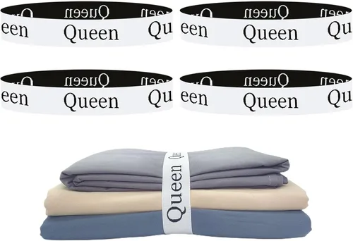 4 Piezas Bandas Organizadoras de Sábanas, Organizadores de Sábanas y Bandas de Etiquetas de Almacenamiento, Etiquetas de Sábanas para Ropa de Cama,