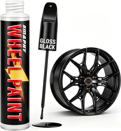 Pintura de Retoque para Llantas Negro Brillante, Pintura para Llantas para Raspones de Bordillo y Rayones, Kit de Reparación de Rayones de Ruedas de