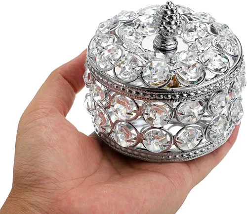 Miniatura 5 de Hipiwe Joyero con espejo de cristal, caja organizadora de joyas, decoración del hogar, anillos, aretes, collar, soporte de almacenamiento, caja