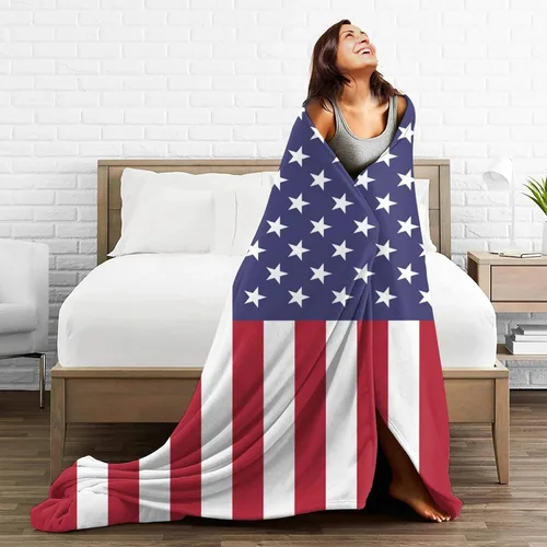 Miniatura 4 de Manta con la bandera estadounidense para niños, manta de franela decorativa para sofá, cama, sofá, viajes, campamento, automóvil, para cumpleaños