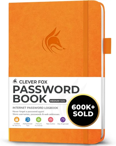 Miniatura 8 de Clever Fox - Libreta de contraseñas con pestañas alfabéticas, organizador de direcciones de Internet, tamaño grande, para inicios de sesión en Azul