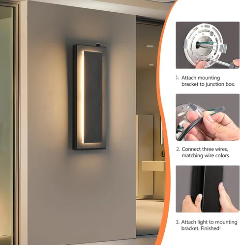 Miniatura 6 de tewei Aplique de Pared LED para Exteriores de Anochecer a Amanecer Iluminación Exterior, Accesorios de Iluminación Exterior Moderna Negro Mate Luces