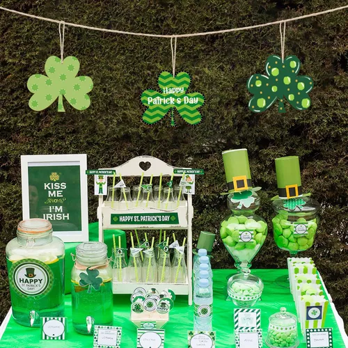 Miniatura 3 de Grandes decoraciones de madera de trébol de 7" para pintar, discos de madera redondos en blanco para San Patricio, decoraciones para colgar